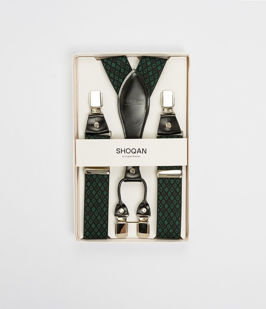 Черные подтяжки в зеленый ромб