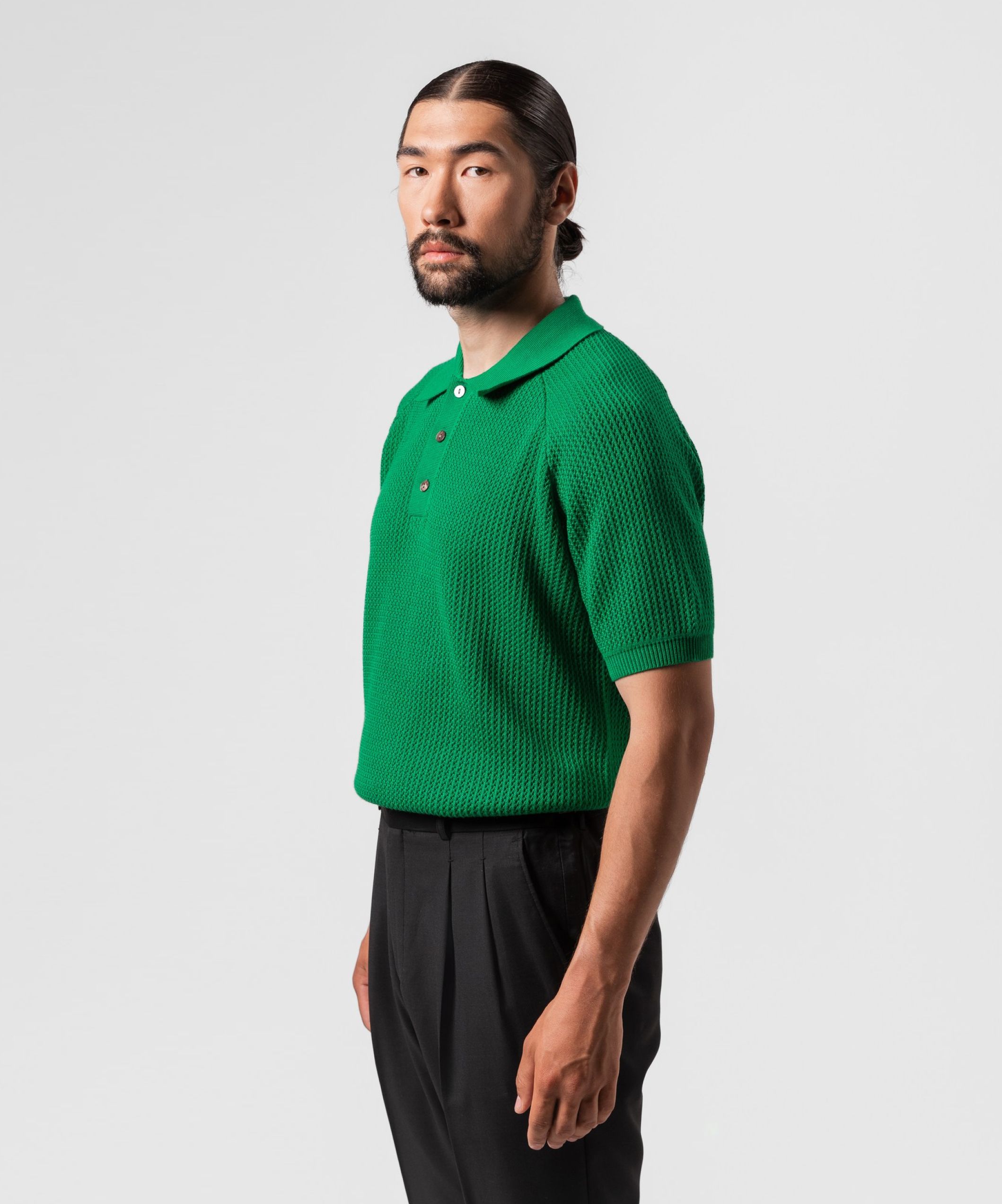 Поло из хлопка зеленого оттенка