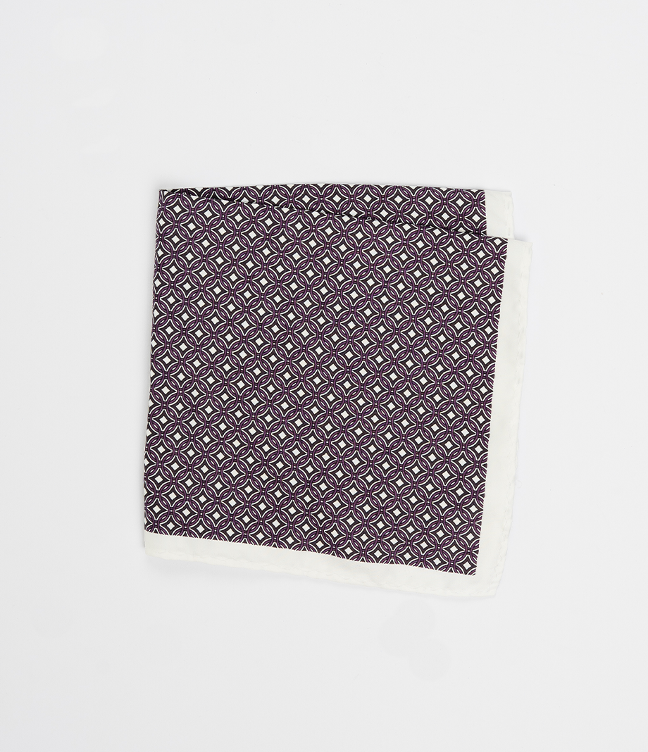 Фиолетовый карманный платок с белой каемкой