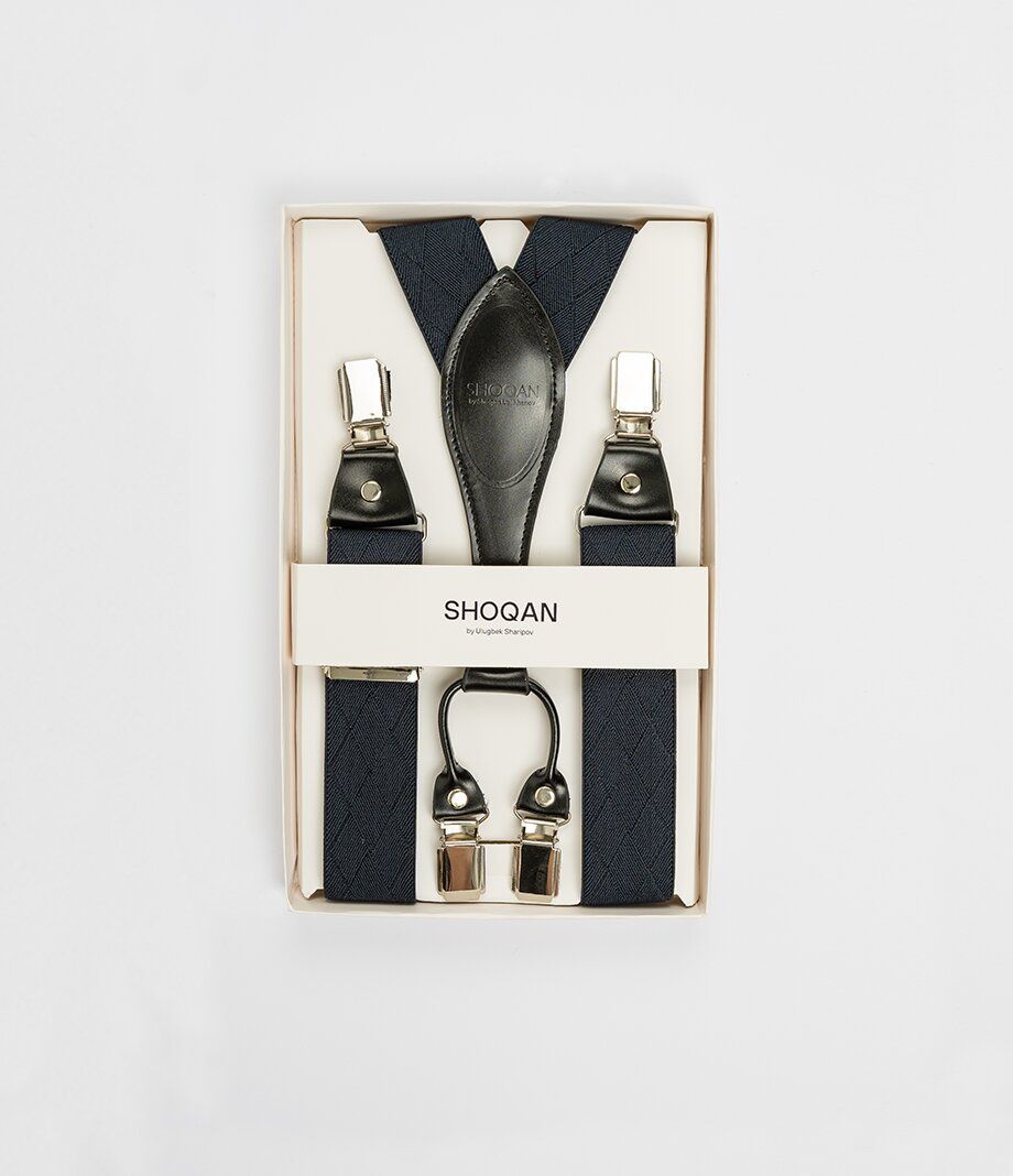 Темно-синие подтяжки с рисунком