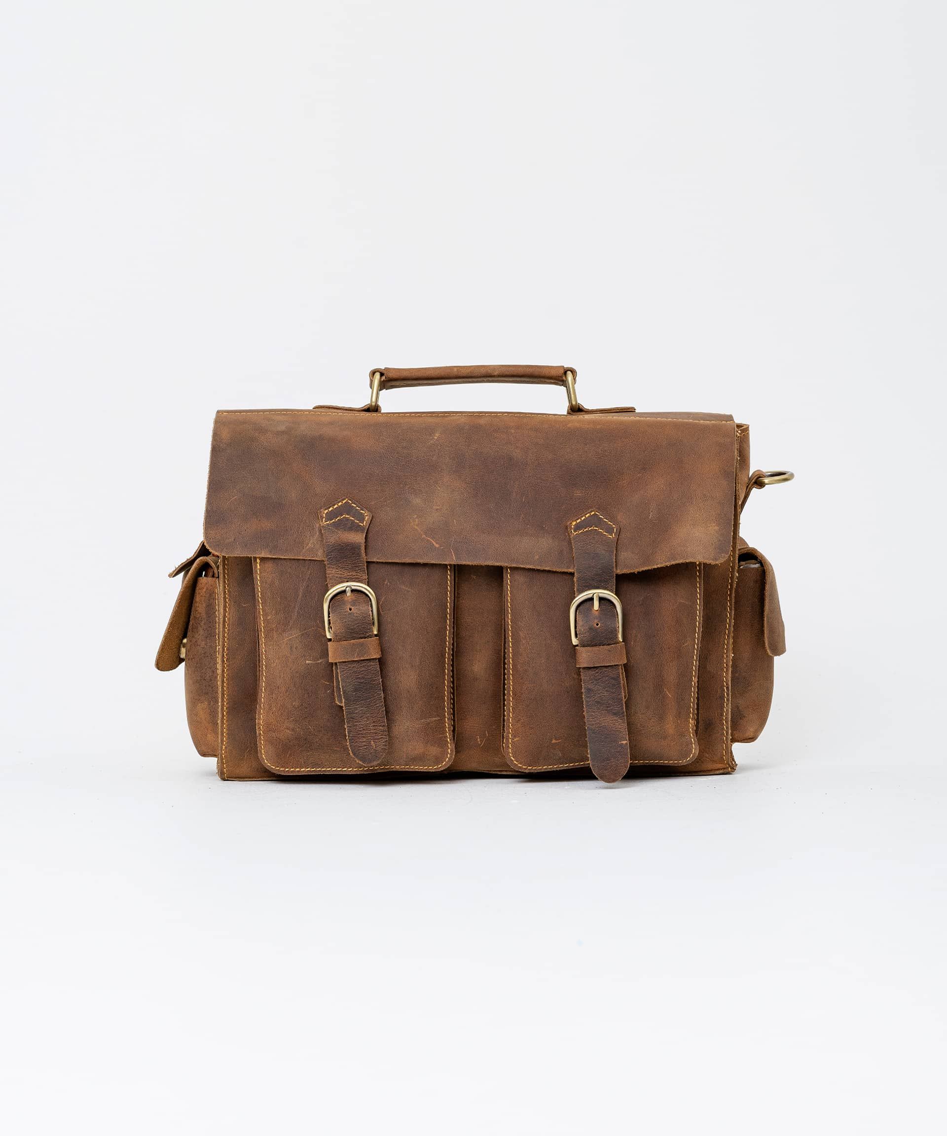 Коричневая сумка-холдолл с карманами