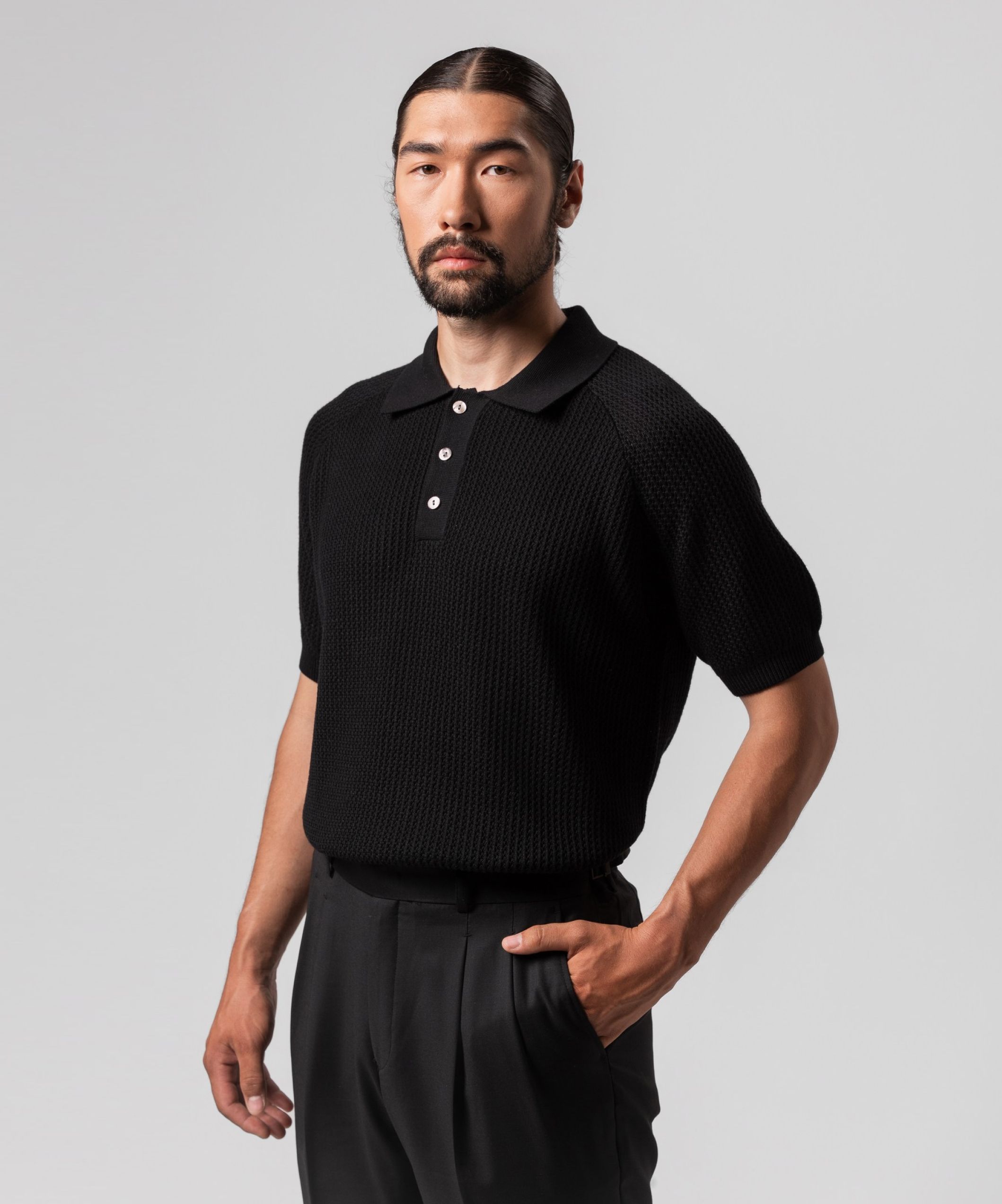 Поло из хлопка черного оттенка