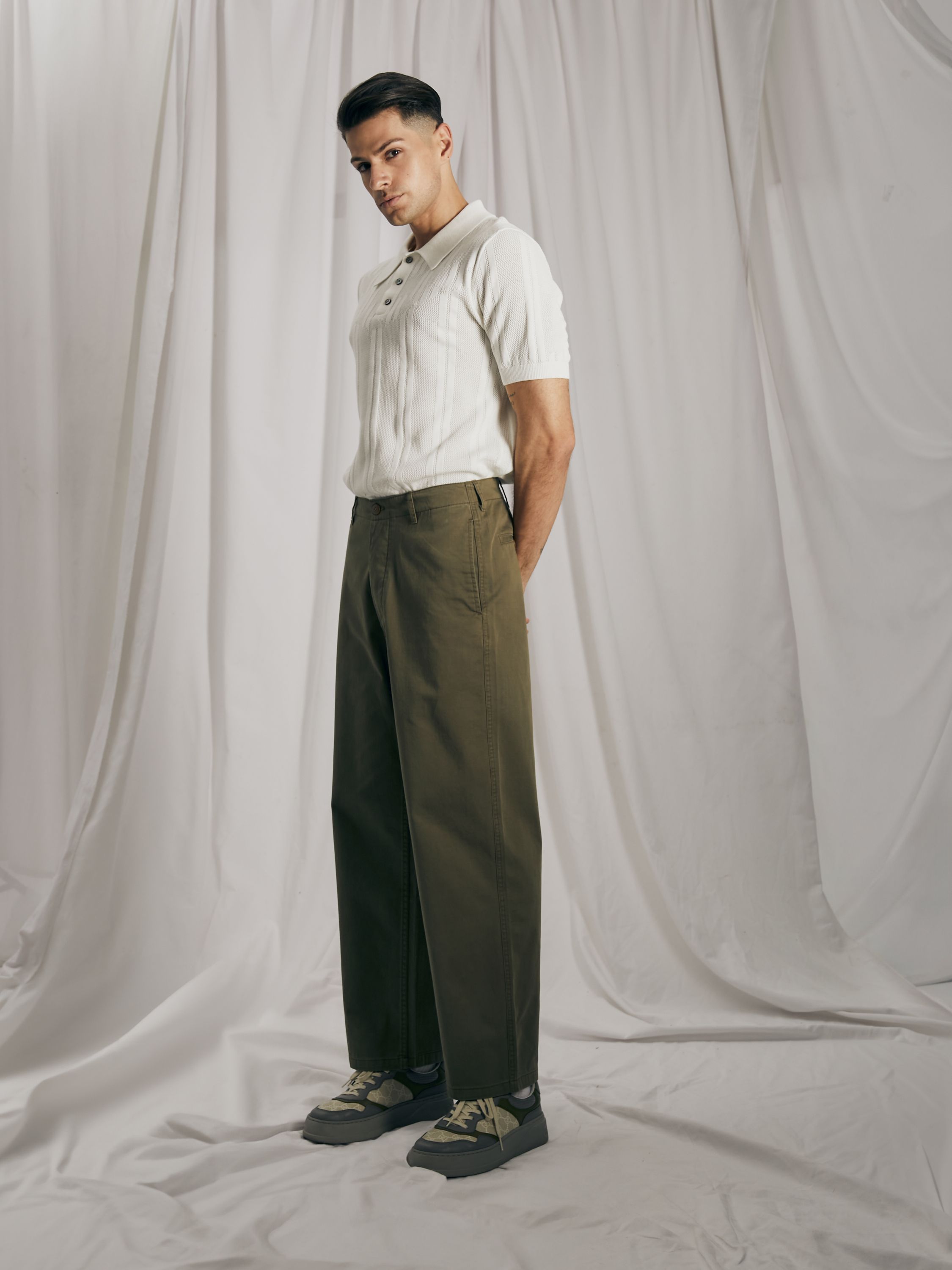 Хлопковое поло из ажурного трикотажа